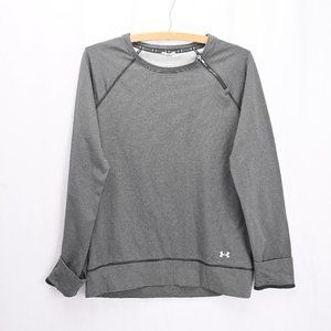 Under Armour Long Sleeve Grey Striped Workout Top - Womens Sz S - Zip Collar